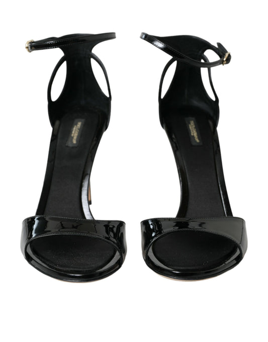 Dolce & Gabbana Schwarze KEIRA Leder Heels Sandalen Schuhe