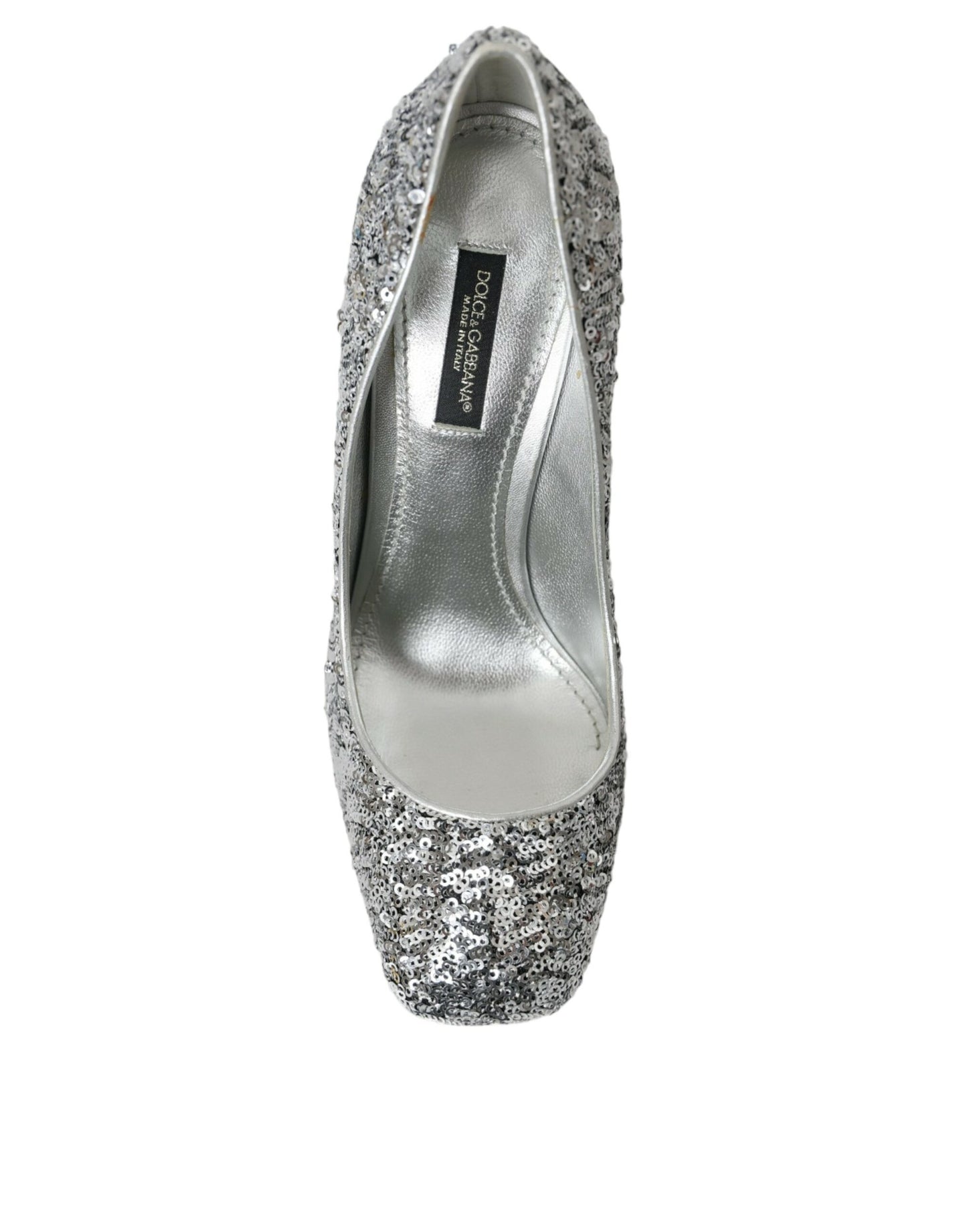 Dolce & Gabbana Silberne Pumps mit Paillettenverzierung