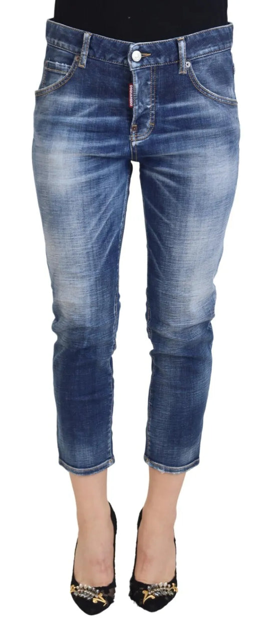 Dsquared² Blaue Cropped-Jeans aus Baumwolle mit mittlerer Taille Cool Girl