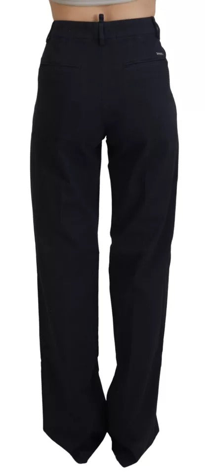 Dsquared² – Schwarze, karierte Hose mit hoher Taille und geradem Bein