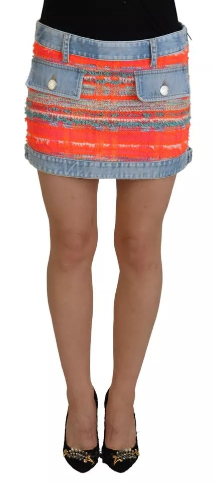 Dsquared² Mehrfarbiger A-Linien-Jeansrock aus Polyester mit niedriger Taille