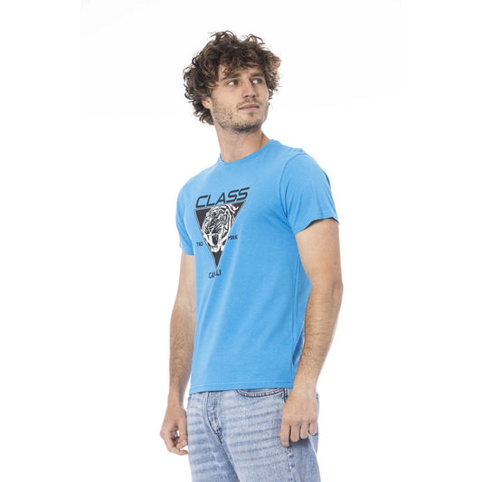 Cavalli Class Hellblaues Herren-T-Shirt aus Baumwolle