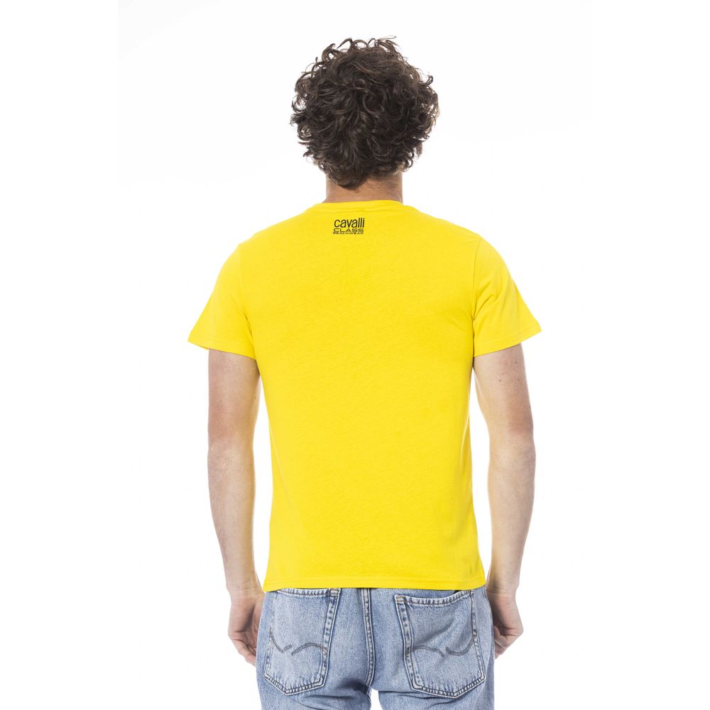 Cavalli Class Gelbes Herren-T-Shirt aus Baumwolle