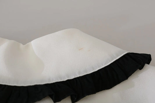 Dolce & Gabbana – Weiße Seidenbluse mit Rüschen und abgerundetem Kragen