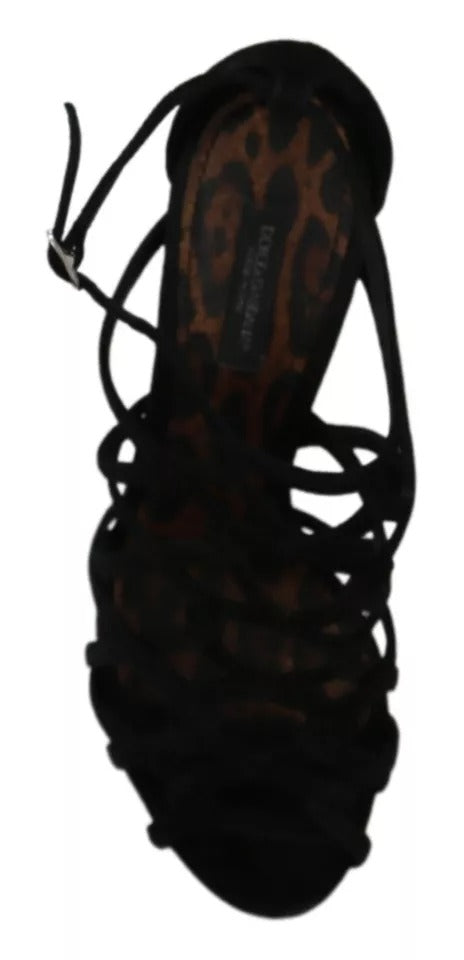 Dolce & Gabbana – Stiletto-Schuhe aus schwarzem Wildleder mit Knöchelriemen