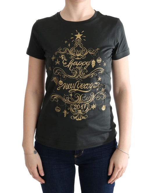 Dolce & Gabbana Grünes Baumwoll-T-Shirt mit Motiv 2017