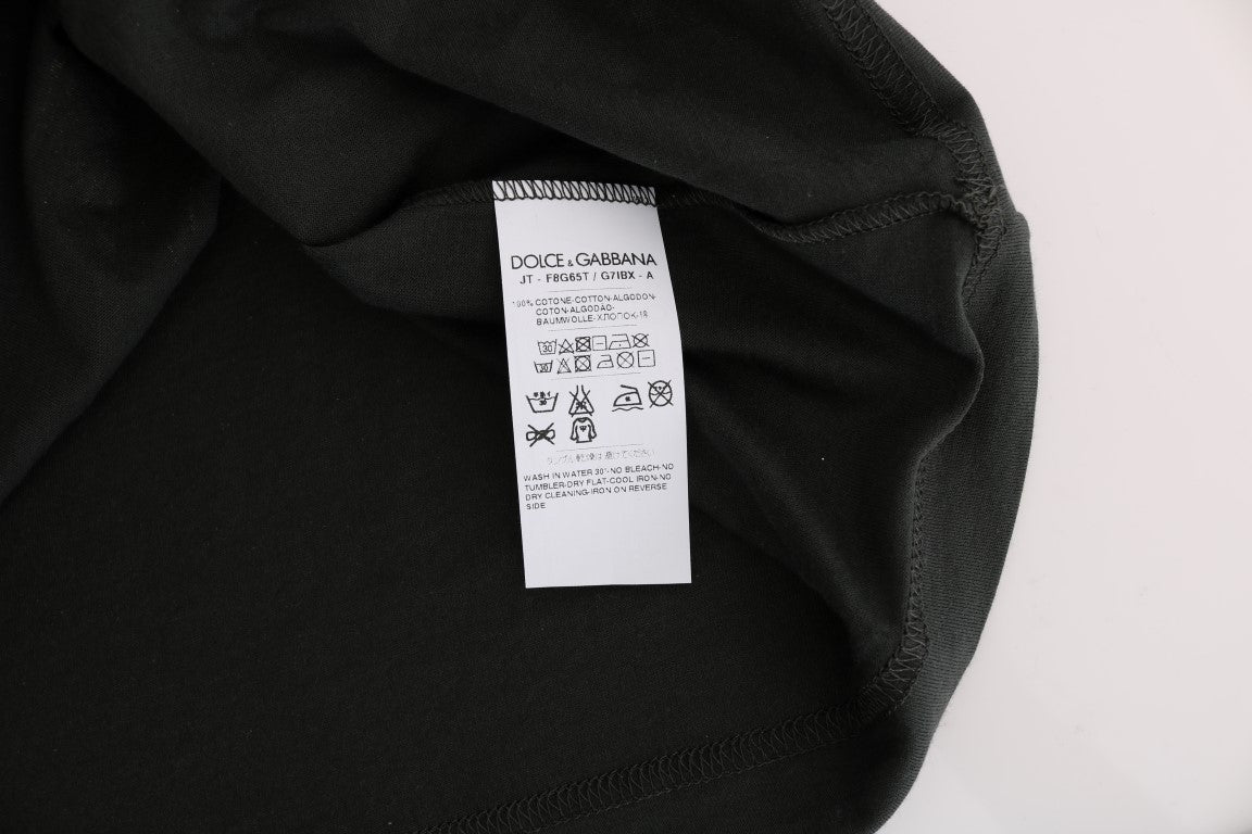 Dolce & Gabbana Grünes Baumwoll-T-Shirt mit Motiv 2017