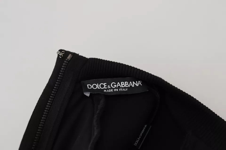 Dolce & Gabbana – Schwarzes Minikleid in A-Linie aus Baumwolle mit langen Ärmeln