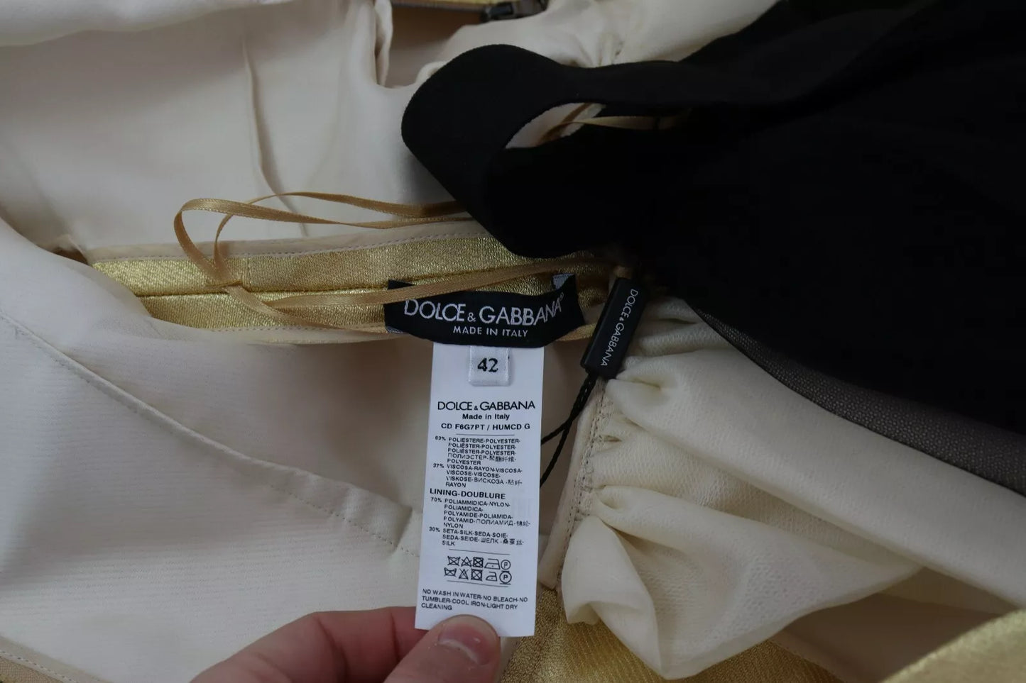 Dolce & Gabbana – Ärmelloses A-Linien-Tüllkleid aus Polyester in Gold