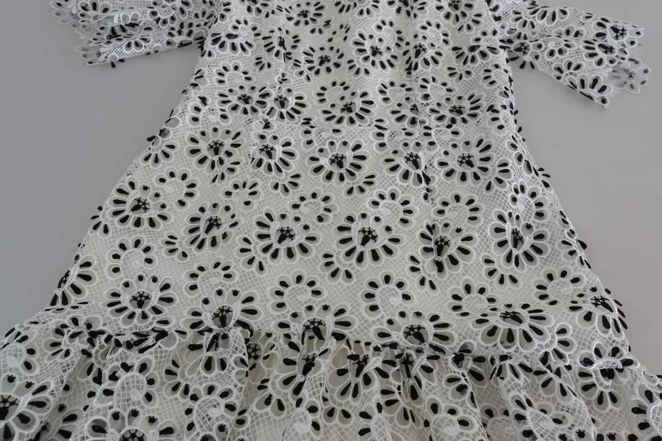 Dolce & Gabbana – Weißes Midikleid aus Polyester in A-Linie mit Cut-out-Design