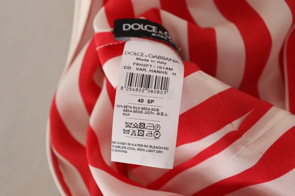 Dolce & Gabbana – Maxikleid aus Seide in A-Linie, Weiß und Rot