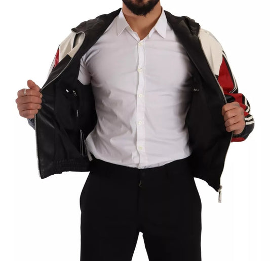 Dolce & Gabbana – Schwarze Blousonjacke aus Leder mit Kapuze