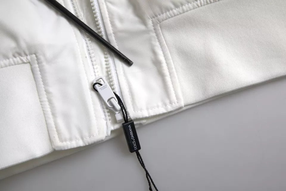 Dolce & Gabbana – Weiße Bomberjacke mit langen Ärmeln und durchgehendem Reißverschluss