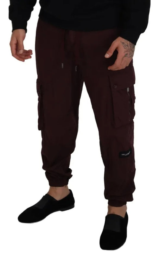Dolce & Gabbana Bordeaux Cargo Jogger Hose Baumwollhose