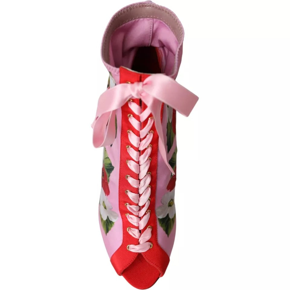 Dolce & Gabbana Mehrfarbige Jersey-Stretch-Stiefel mit offenen Zehen und Absätzen