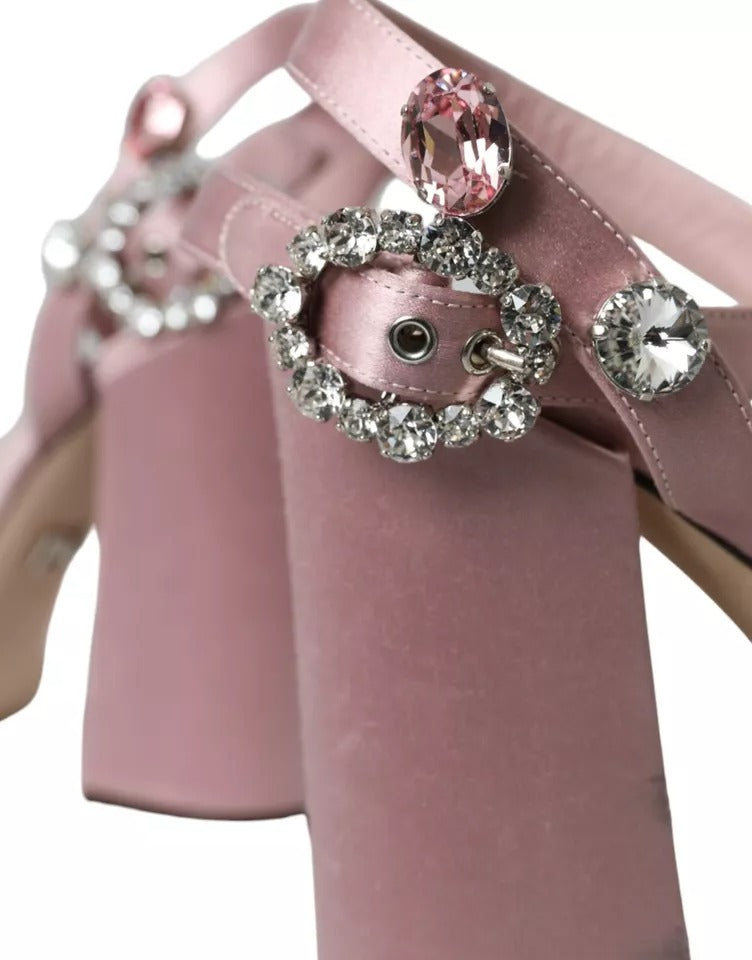 Dolce & Gabbana – Sandalen mit Verzierung in Rosa mit Truthahnfedern