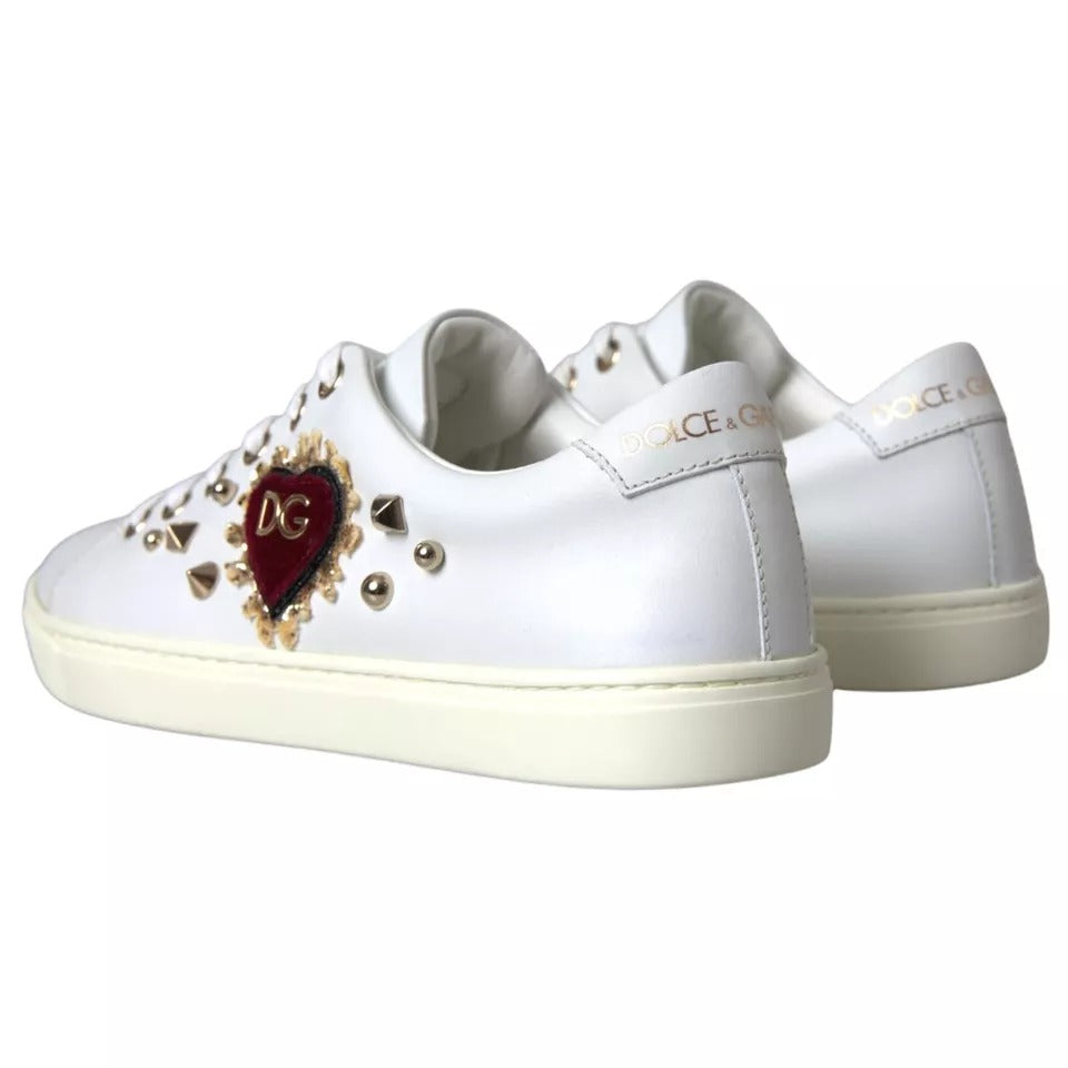 Dolce & Gabbana Weiße Portofino Sacred Heart Sneakers Damen Schuhe
