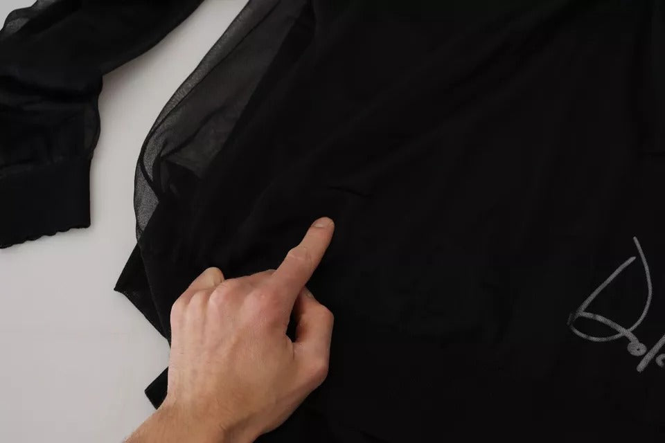 Dolce & Gabbana Schwarzer Polyester-Pullover mit Rundhalsausschnitt für Herren