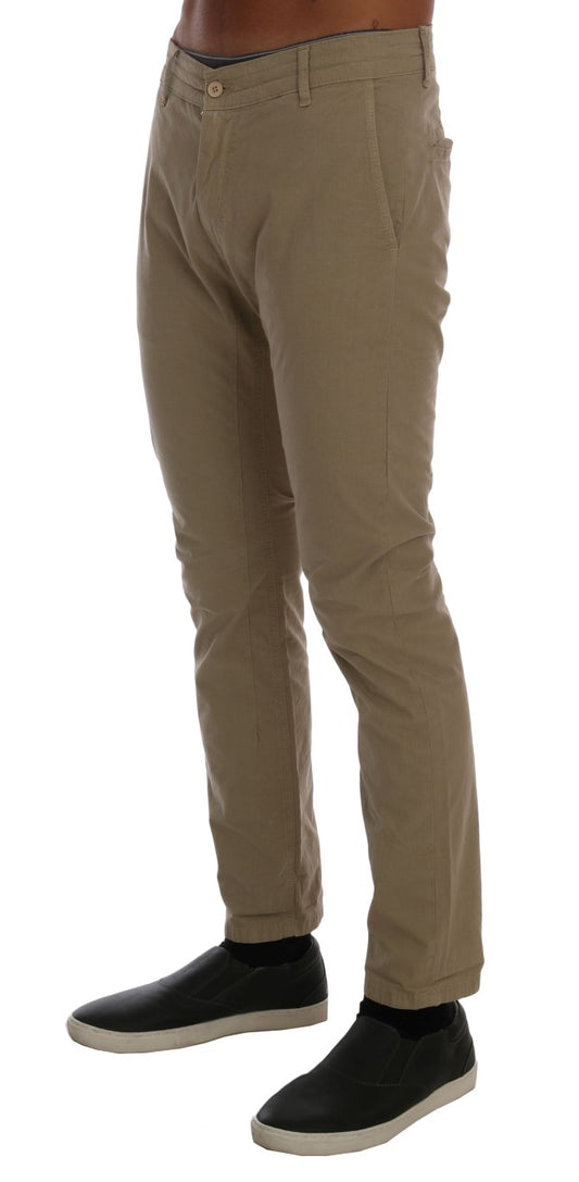 Daniele Alessandrini Beige Baumwoll-Stretch-Slim-Fit-Chinohose