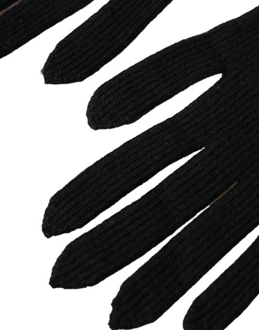 Dolce & Gabbana – Schwarze, ellbogenlange Strickhandschuhe aus Kaschmir