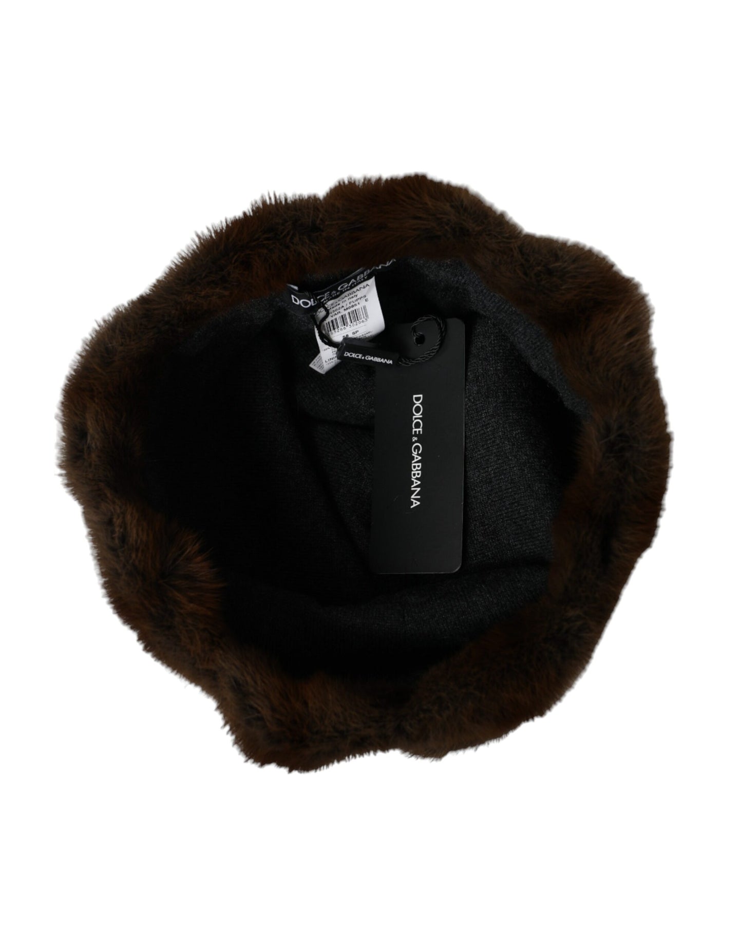 Dolce & Gabbana Braune Wieselpelz-Mütze aus Kaschmir für Damen