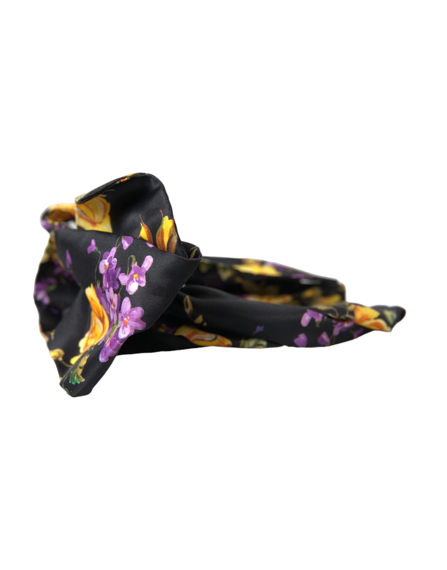 Dolce & Gabbana Schwarzes Seiden-Stirnband mit Blumenapplikation für Damen