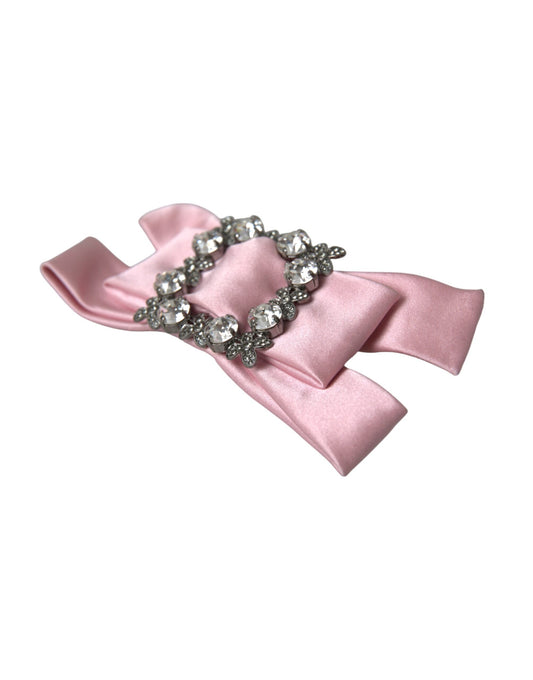 Dolce & Gabbana Rosa Satin Kristall Schmuck Brosche Haarnadel