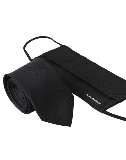 Dolce & Gabbana – Schwarze Gesichtsmaske aus 100 % Seide mit verstellbarem Bindeband