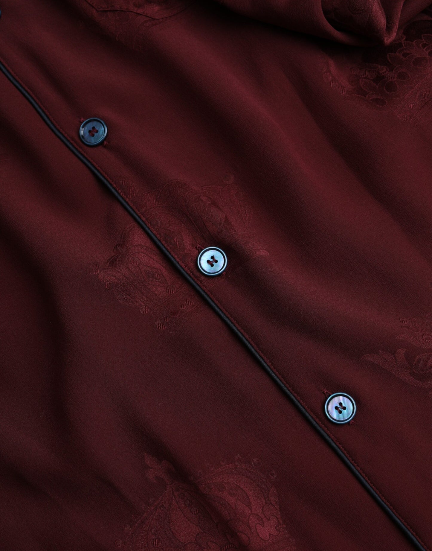 Dolce & Gabbana – Langärmliges Hemd aus Jacquard-Seide mit Krone in Kastanienbraun