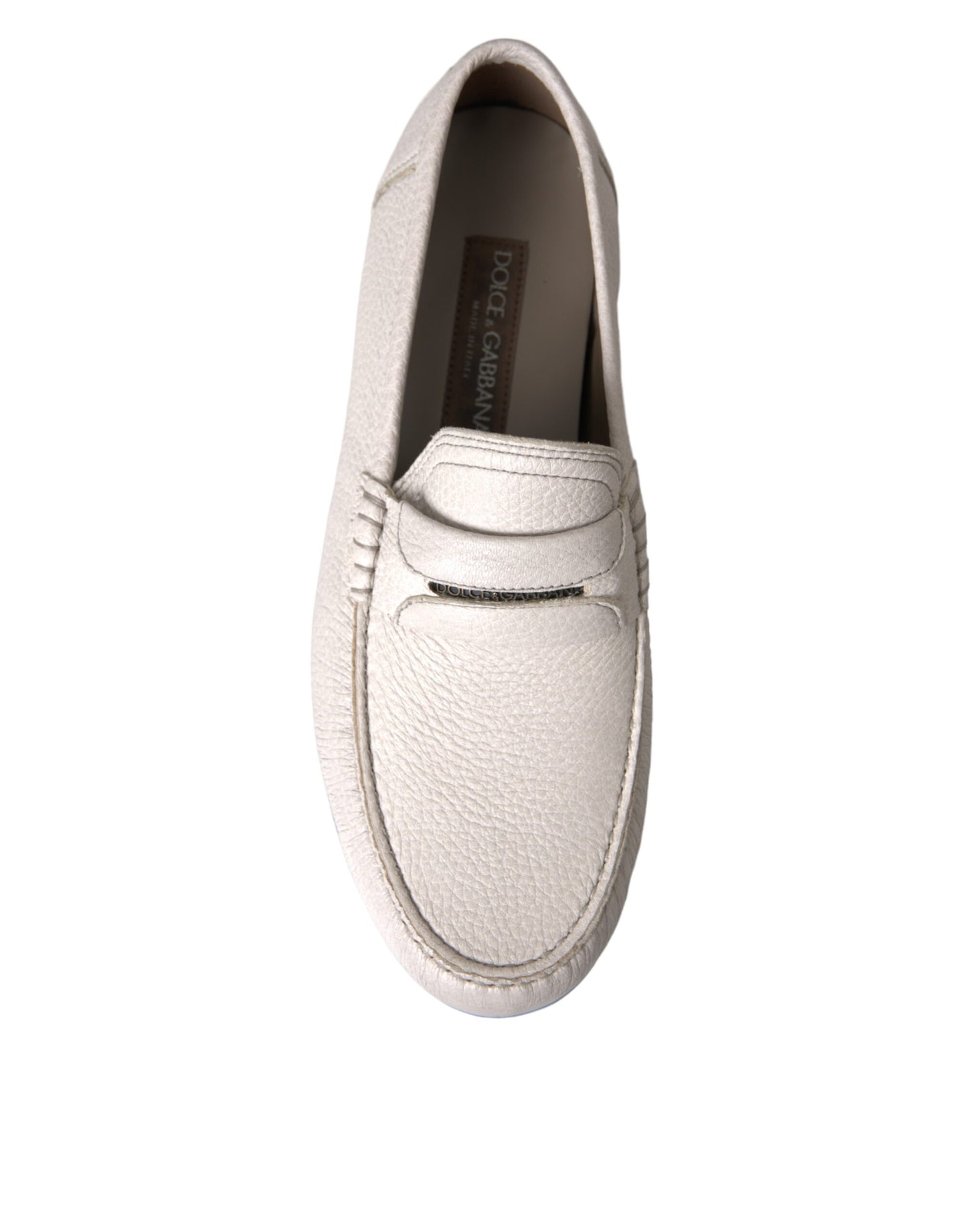 Dolce & Gabbana Mokassin-Schuhe aus weißem und grauem Leder
