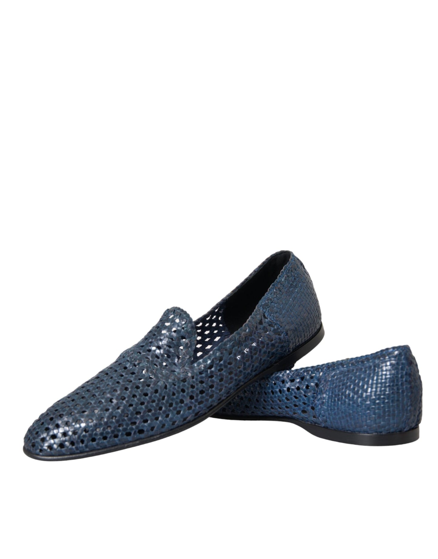 Dolce & Gabbana – Slipper aus gewebtem Leder in Blau Herren Schuhe