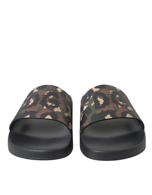 Dolce & Gabbana Mehrfarbige Camouflage-Strandschuhe aus Leder für Herren