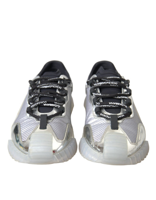 Dolce & Gabbana – NS1 – Niedrige Sneakers aus Nylon in Silber und Schwarz Herrenschuhe