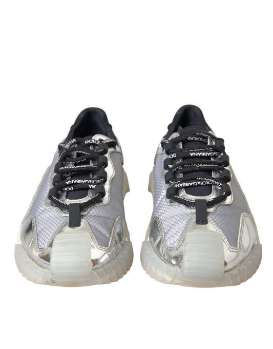 Dolce & Gabbana – NS1 – Niedrige Sneakers aus Nylon in Silber und Schwarz Herrenschuhe
