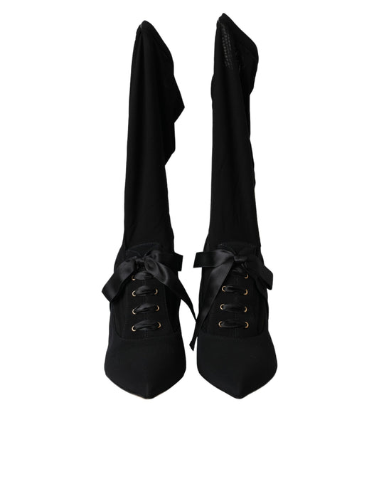 Dolce & Gabbana Schwarze Stiletto-Absätze, wadenlange Stiefel
