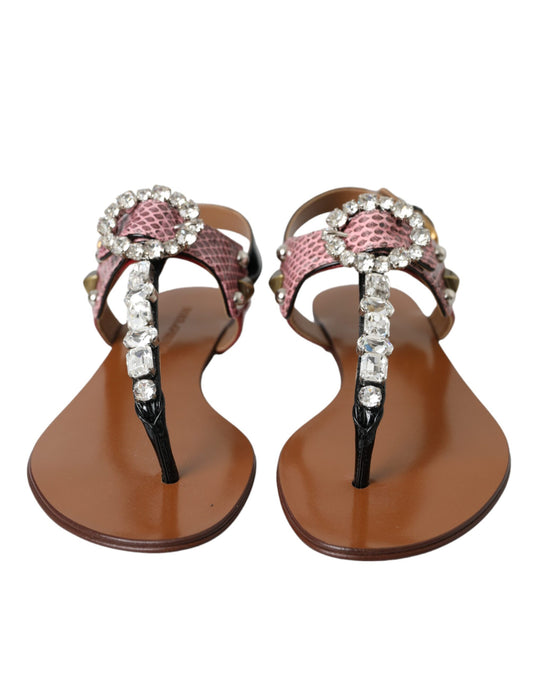 Dolce & Gabbana Multicolor Crystal Sandalen Flip Flops Schuhe