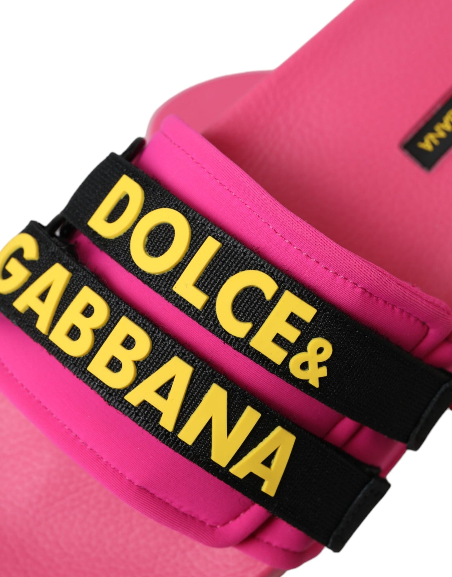 Dolce & Gabbana Pink Schwarz Logo Beachwear Flats Sandalen Schuhe