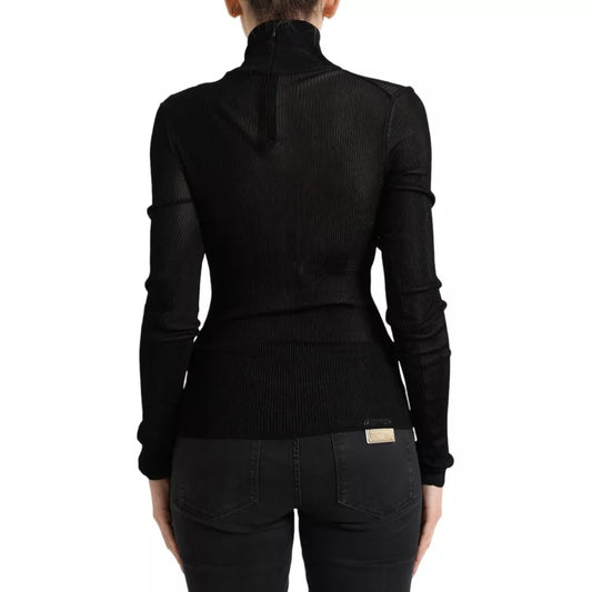 سترة دولتشي آند غابانا سوداء من الفيسكوز بياقة عالية