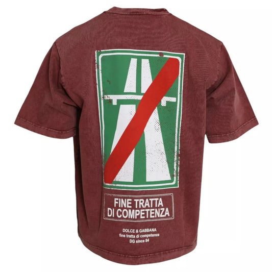 Dolce & Gabbana – T-Shirt mit Rundhalsausschnitt und kurzen Ärmeln in Kastanienbraun