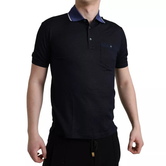 Dolce & Gabbana – Marineblaues Poloshirt mit Kragen und kurzen Ärmeln