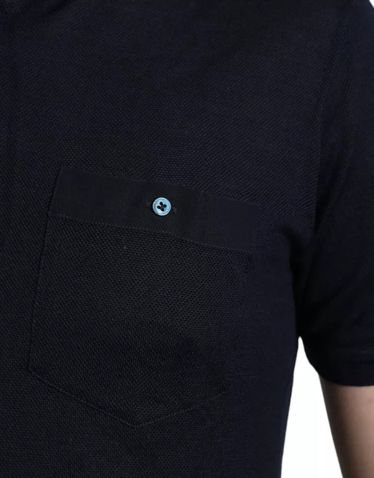 Dolce & Gabbana – Marineblaues Poloshirt mit Kragen und kurzen Ärmeln
