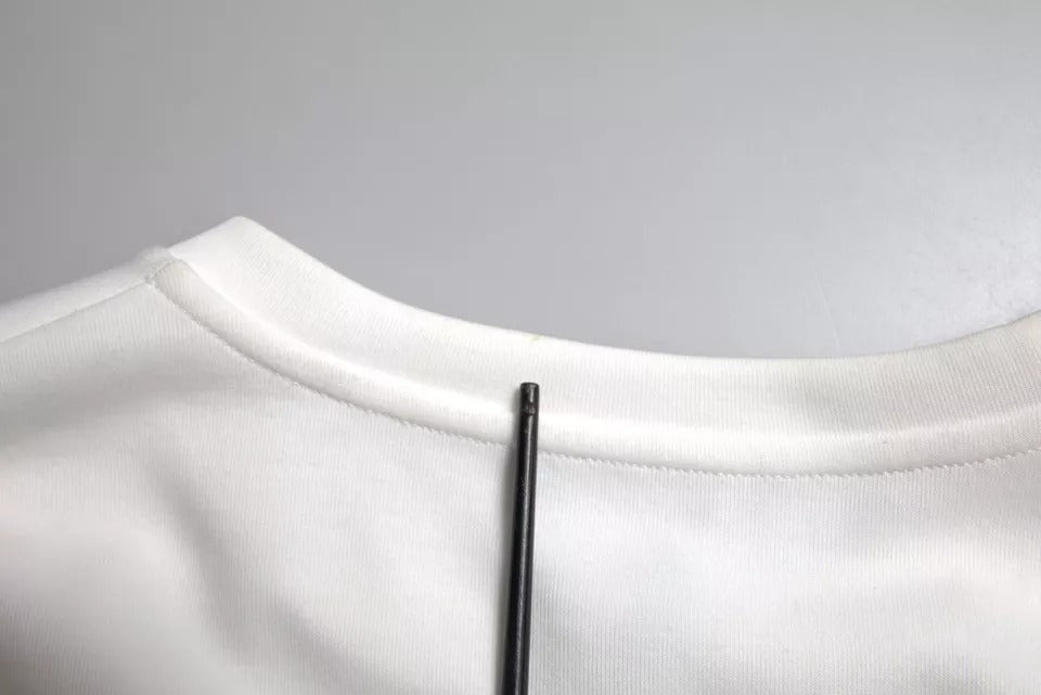 Dolce & Gabbana Weißes Baumwoll-Schwarz-T-Shirt mit heißem Kristall