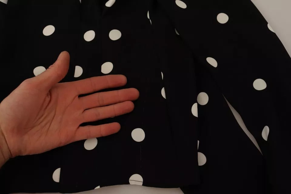 Dolce & Gabbana – Schwarzes Seidentop mit Schleife und Punkten