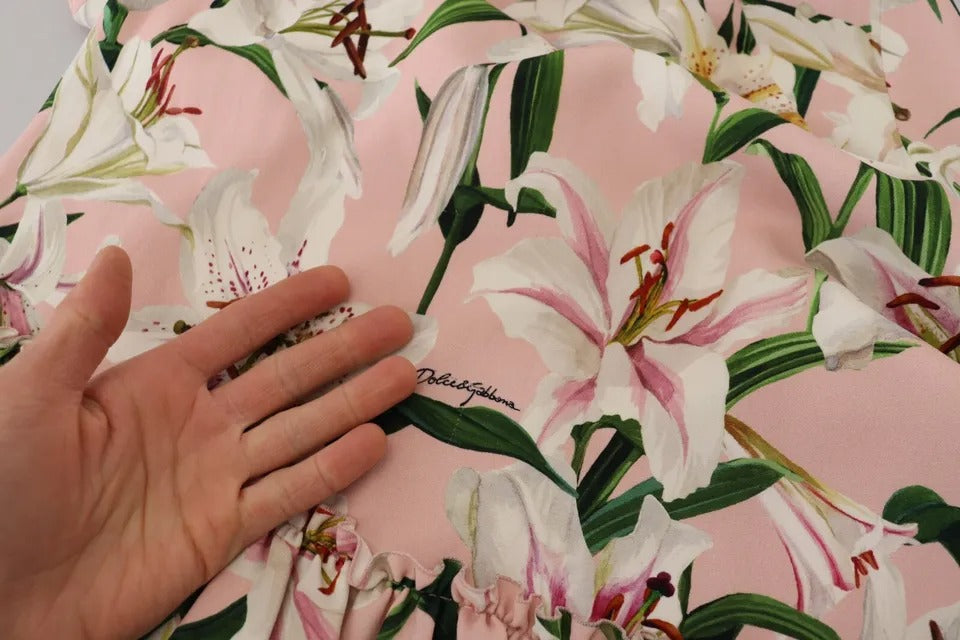 Dolce & Gabbana Pink Lily Viskose-Etuikleid in Knielänge