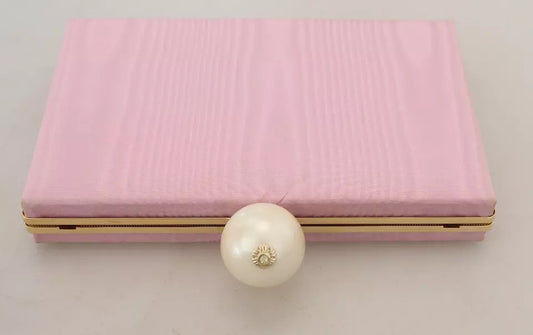 Dolce & Gabbana Clutch aus rosa Seide mit Goldrahmen, Abendtasche für Partys