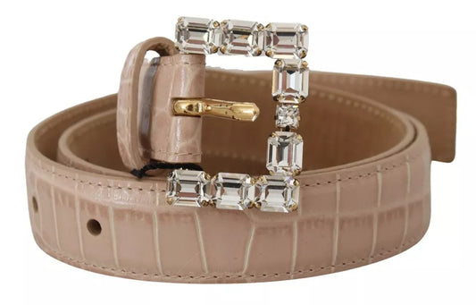 Dolce & Gabbana Beige Ledergürtel mit Kristallschnalle für Damen