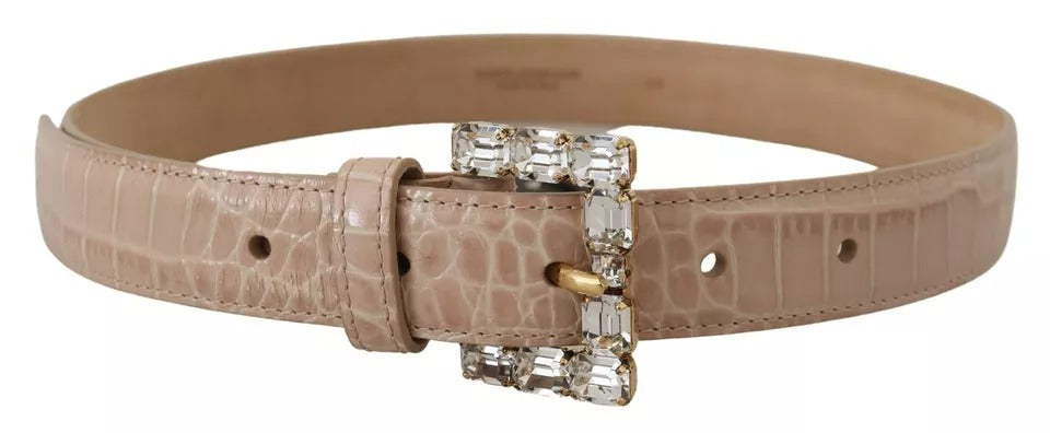 Dolce & Gabbana Beige Ledergürtel mit Kristallschnalle für Damen
