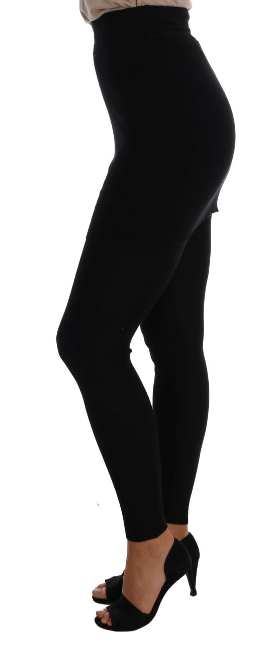 Dolce & Gabbana Schwarze Stretch-Strumpfhosen aus Kaschmir-Seide