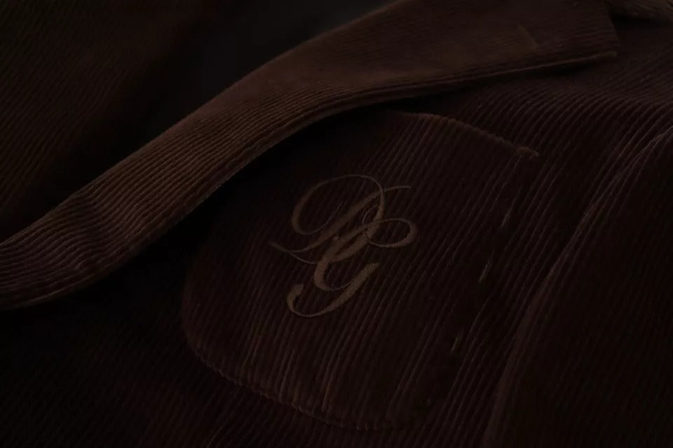 Dolce & Gabbana – Brauner Cord-Slim-Fit-Mantel mit DG-Logo-Blazer