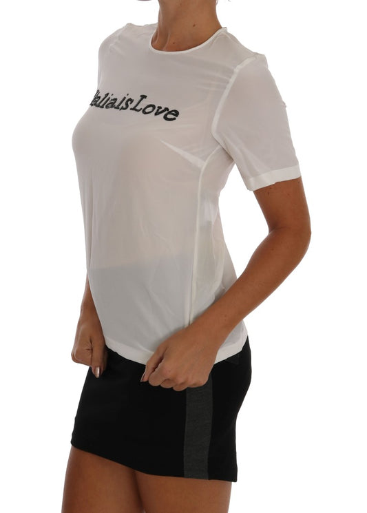 Dolce & Gabbana Weiße Seidenbluse „Italia Is Love“